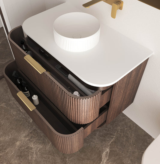 Havana 900mm Sable Walnut Fluted Cabinet