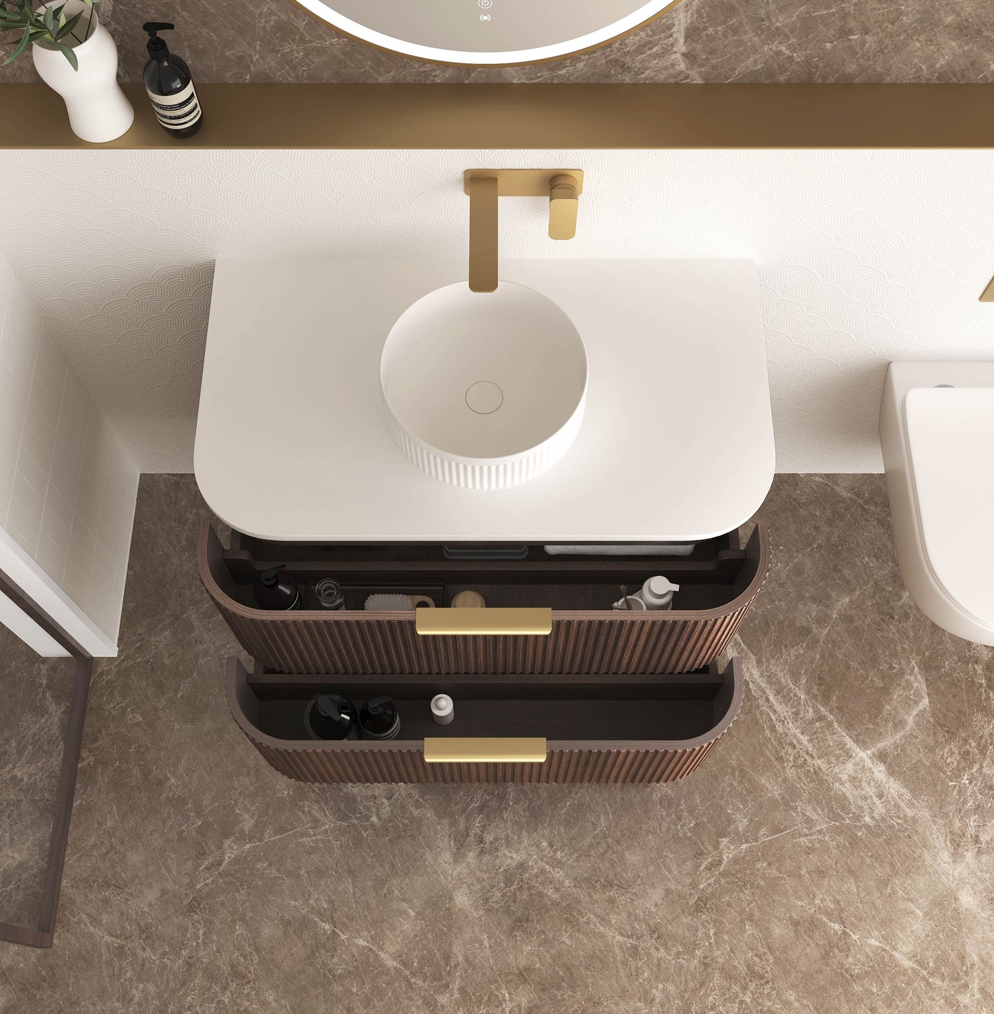 Havana 900mm Sable Walnut Fluted Cabinet