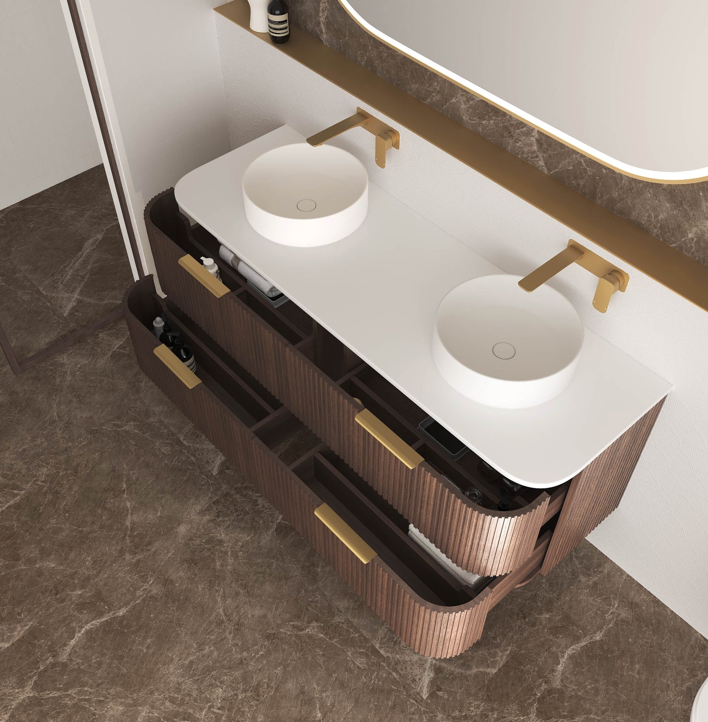 Havana 1500mm Sable Walnut Fluted Fluted Cabinet