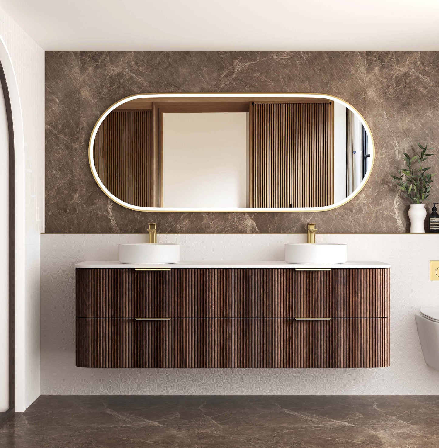 Havana 1800mm Sable Walnut Fluted Cabinet