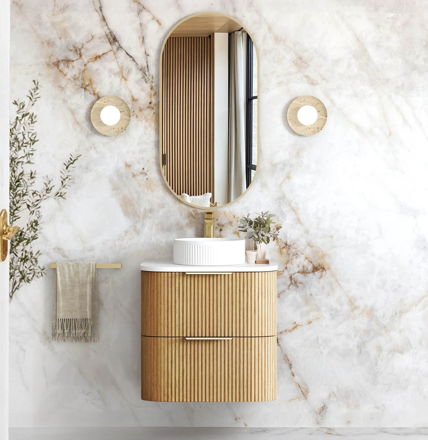 Havana 600mm Woodland Oak Fluted  Cabinet