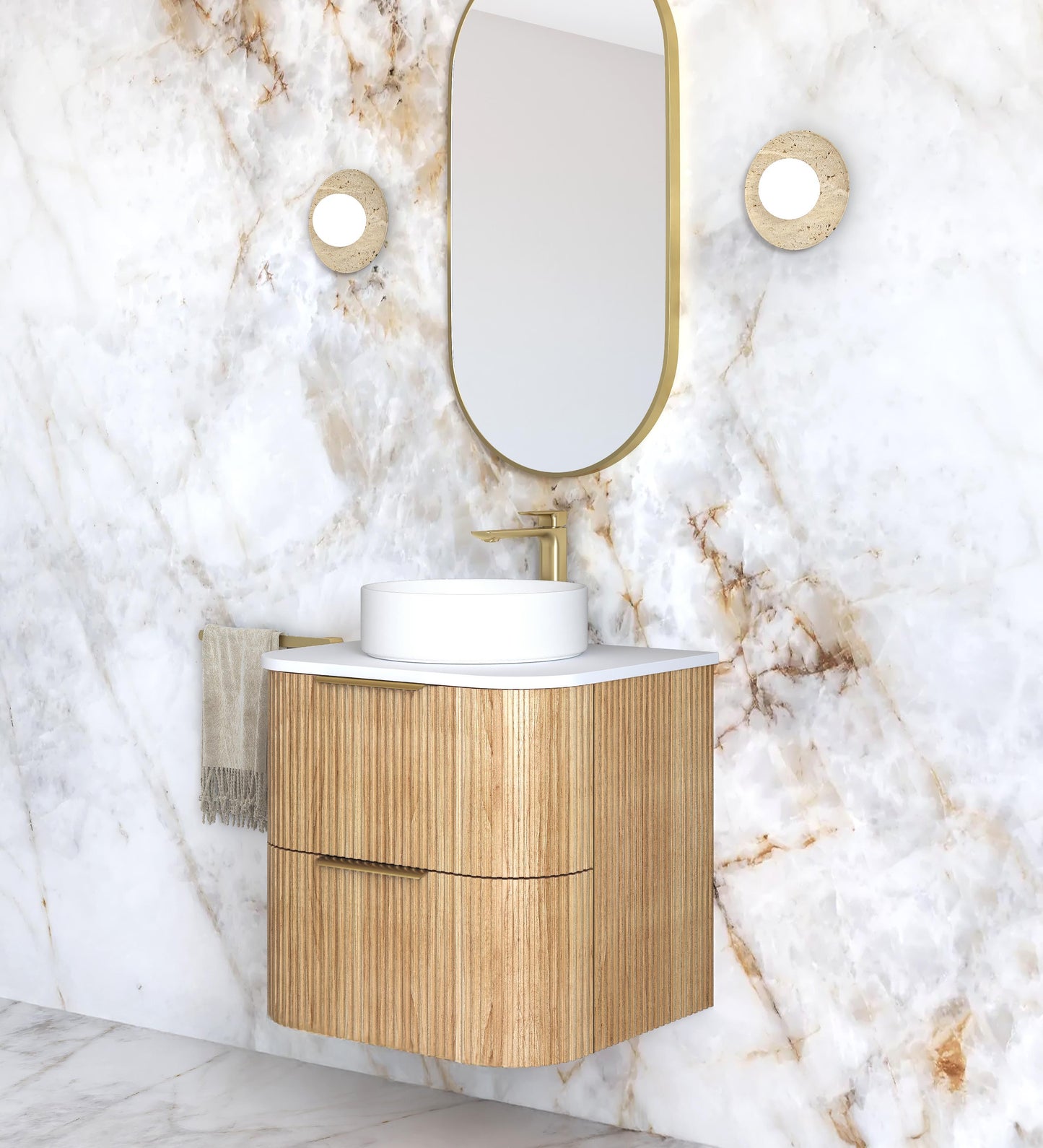 Havana 600mm Woodland Oak Fluted  Cabinet