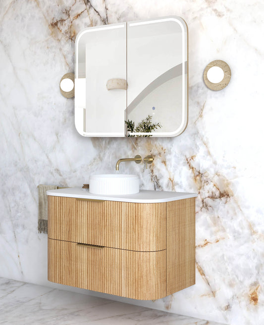 Havana 900mm Woodland Oak Fluted  Cabinet