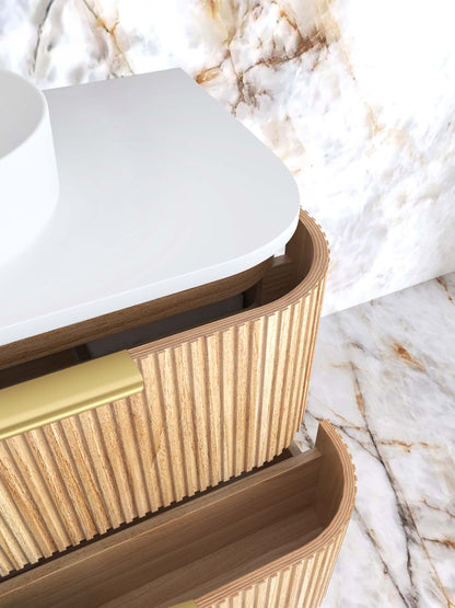 Havana 900mm Woodland Oak Fluted  Cabinet