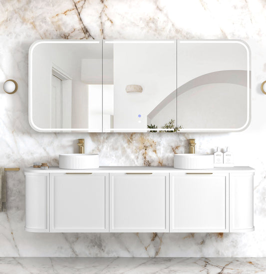 LED Newport 1800x750 White Shaving Cabinet - Premium Edition