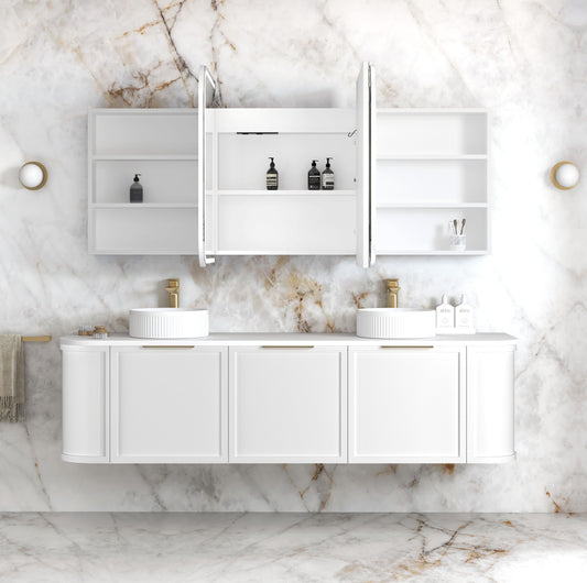 LED Newport 1800x750 White Shaving Cabinet - Premium Edition