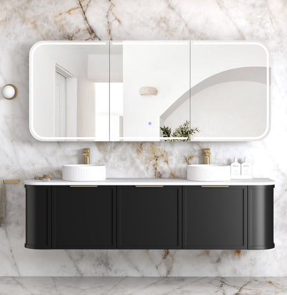 LED Newport 1800x750 Black Oak Shaving Cabinet - Premium Edition