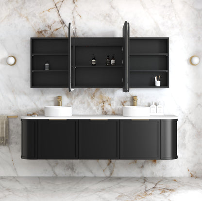 LED Newport 1800x750 Black Oak Shaving Cabinet - Premium Edition