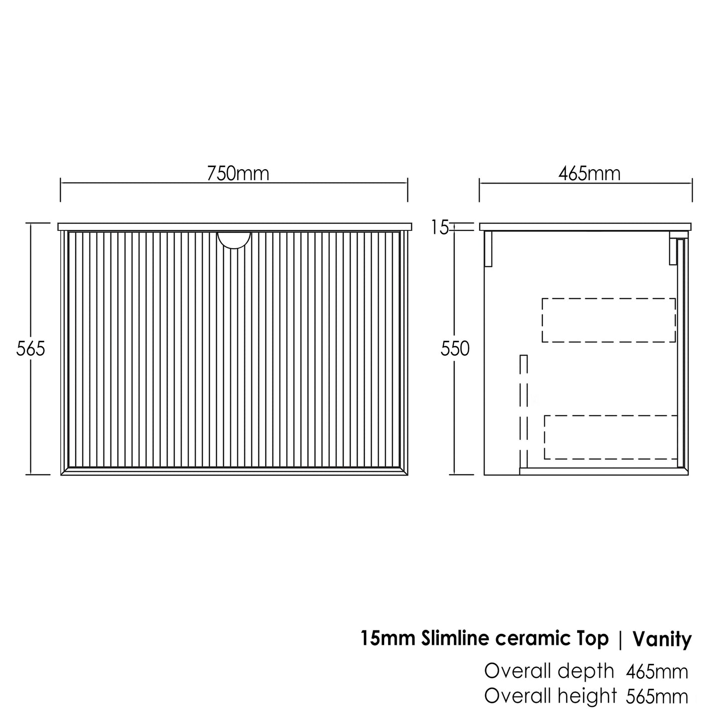 Marlo 750mm Matte Black Wall Hung Cabinet Only
