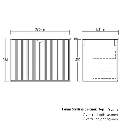 Marlo 750mm Matte Black Wall Hung Cabinet Only