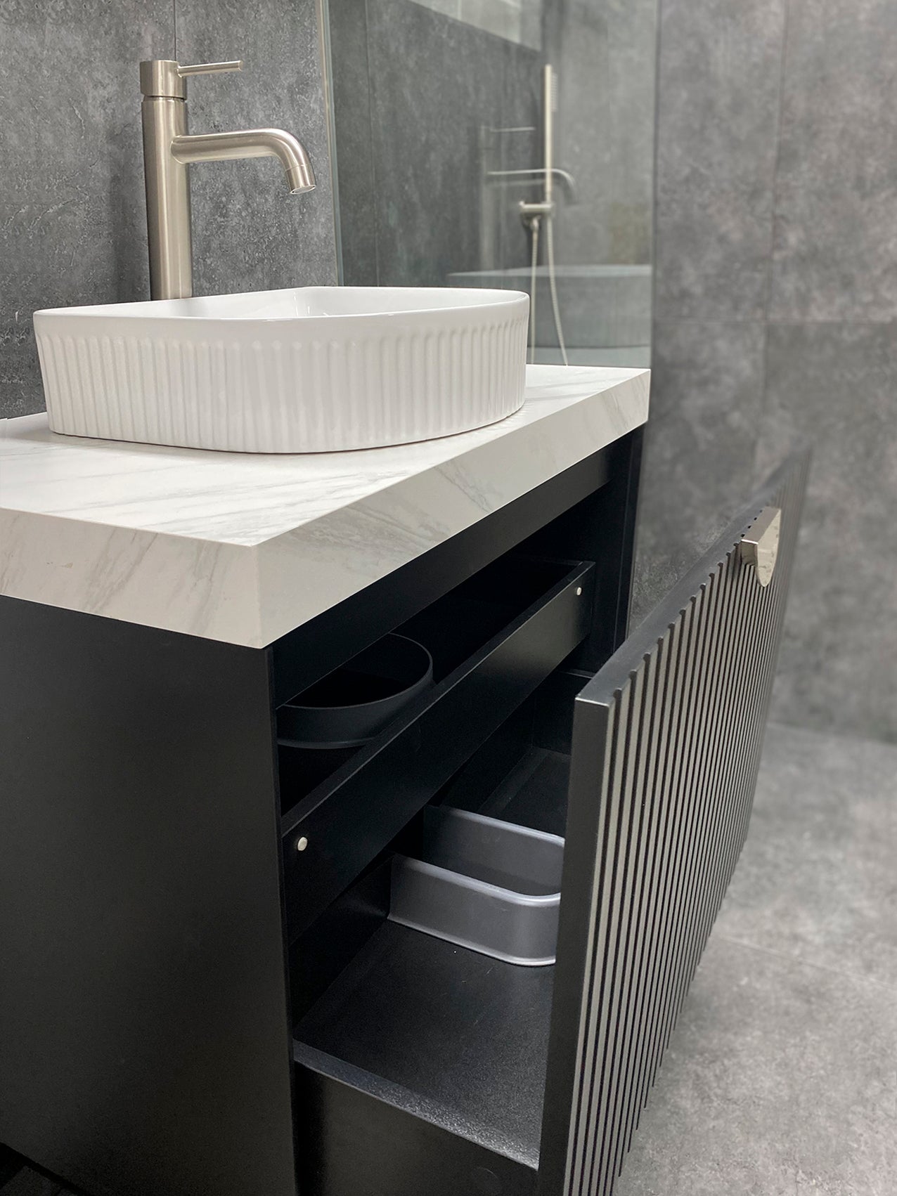 Marlo 750mm Matte Black Wall Hung Cabinet Only