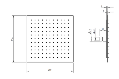 Taran 250mm Brushed Nickel Twin Shower On Rail Top Inlet Square