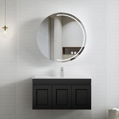 Hampton Mark II 900mm Satin Black Wall Hung Cabinet Only