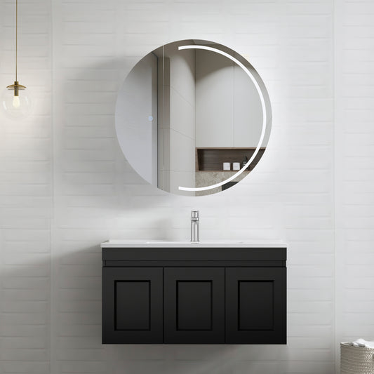 Hampton Mark II 900mm Satin Black Wall Hung Cabinet Only