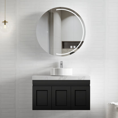 Hampton Mark II 900mm Satin Black Wall Hung Cabinet Only