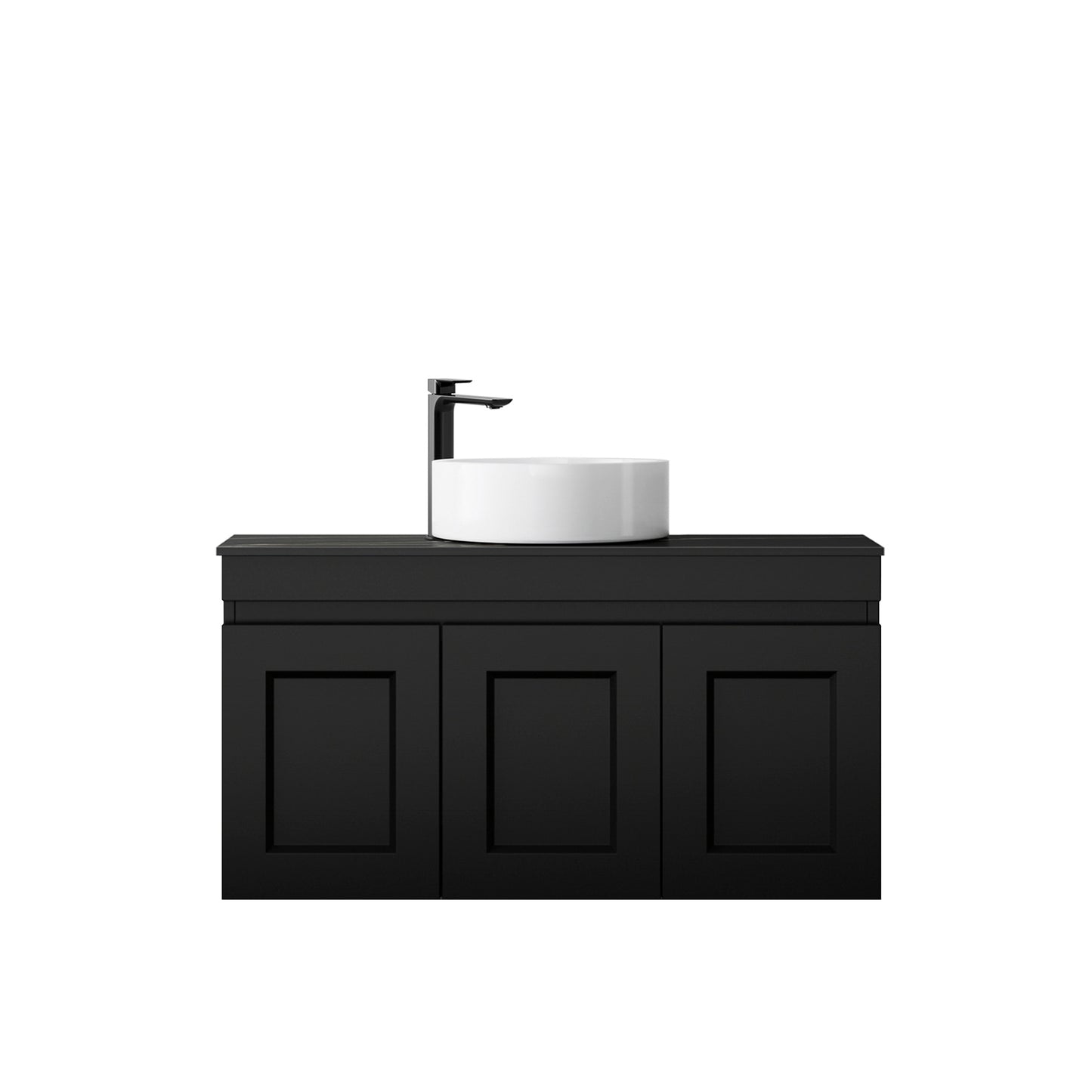 Hampton Mark II 900mm Satin Black Wall Hung Cabinet Only
