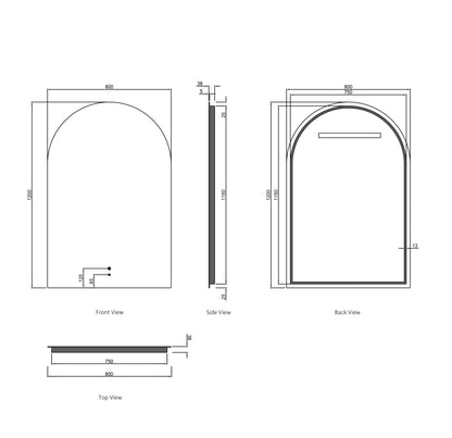 LED Archie 1200x800 Frameless Mirror