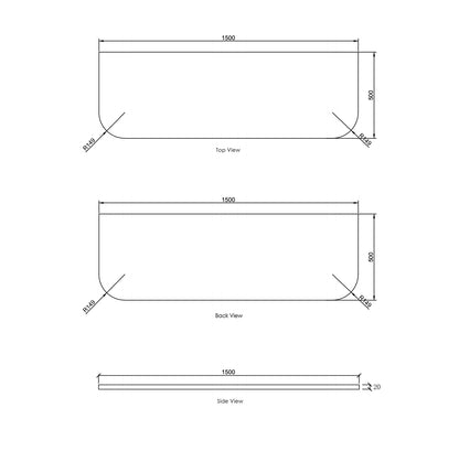 Havana 1500x500x20 Pure White Top No Hole