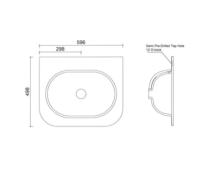Chloe 600x500 Silk Matte White Top with Basin