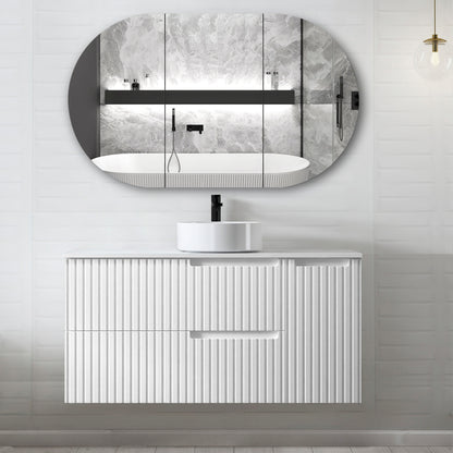 Noosa 1200mm Satin White Wall Hung Vanity with Ceramic Top