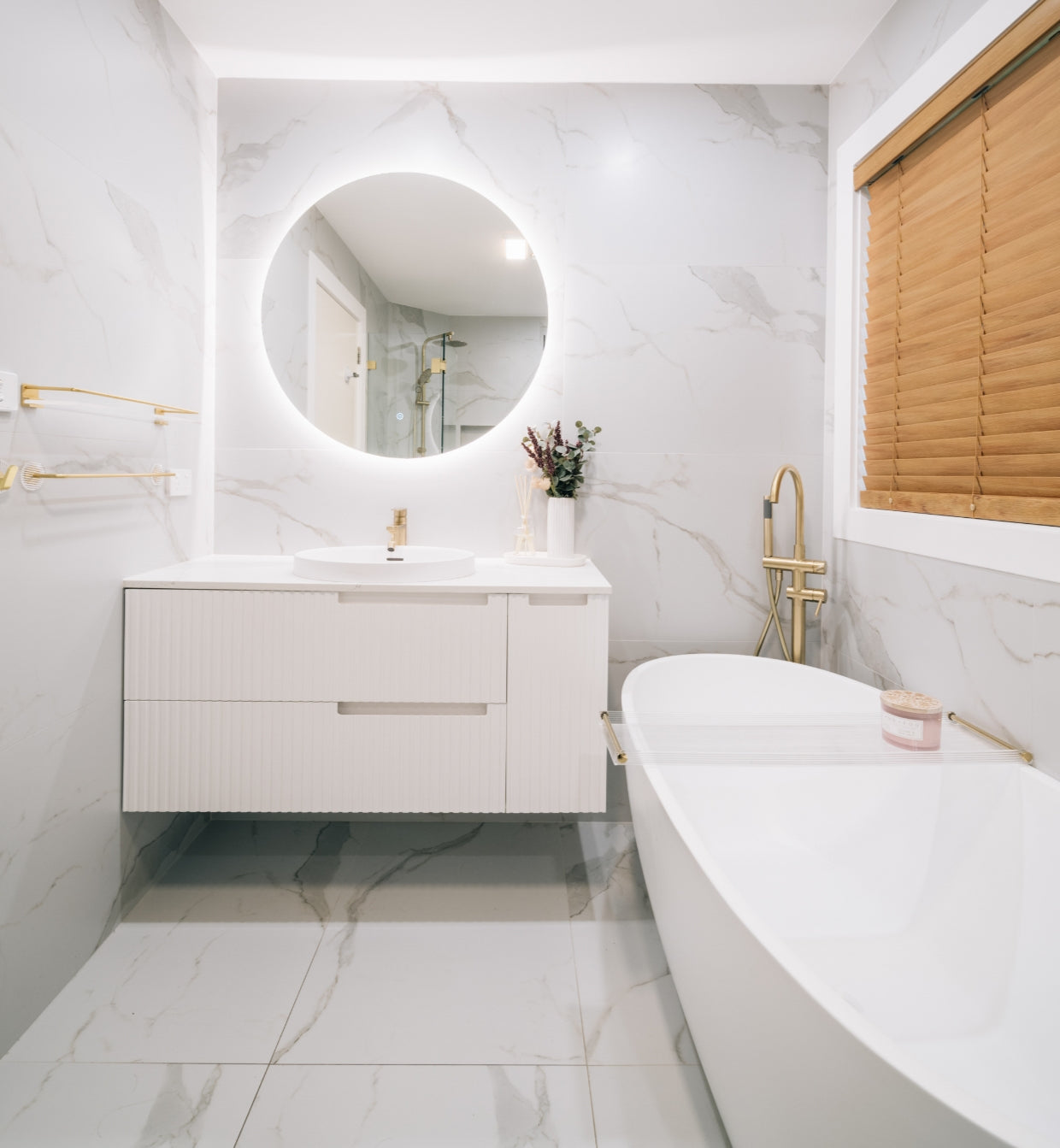 Noosa 1200mm Satin White Wall Hung Vanity with Ceramic Top