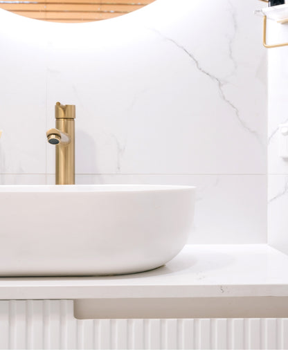 Noosa 1200mm Satin White Wall Hung Vanity with Ceramic Top
