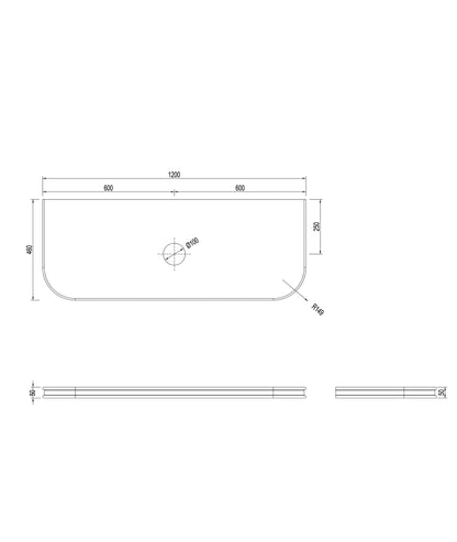Bondi 1200mm Black Oak Wall Hung Curve Cabinet Only