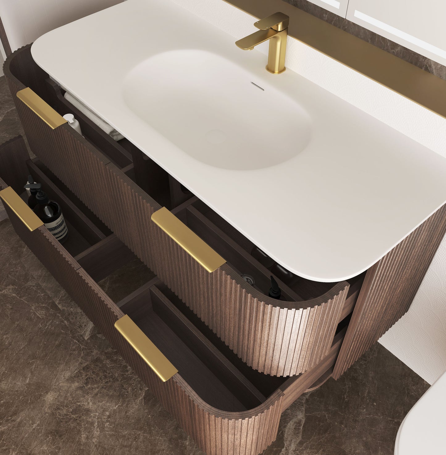Havana 1200mm Sable Walnut Fluted Fluted Cabinet