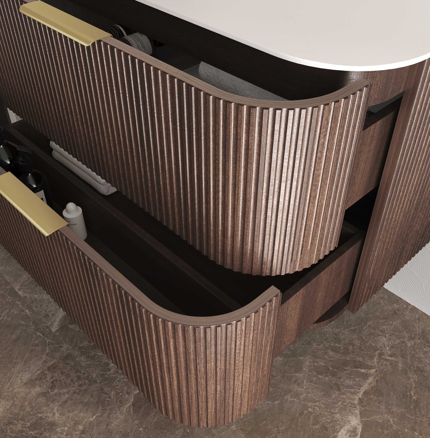 Havana 1200mm Sable Walnut Fluted Fluted Cabinet