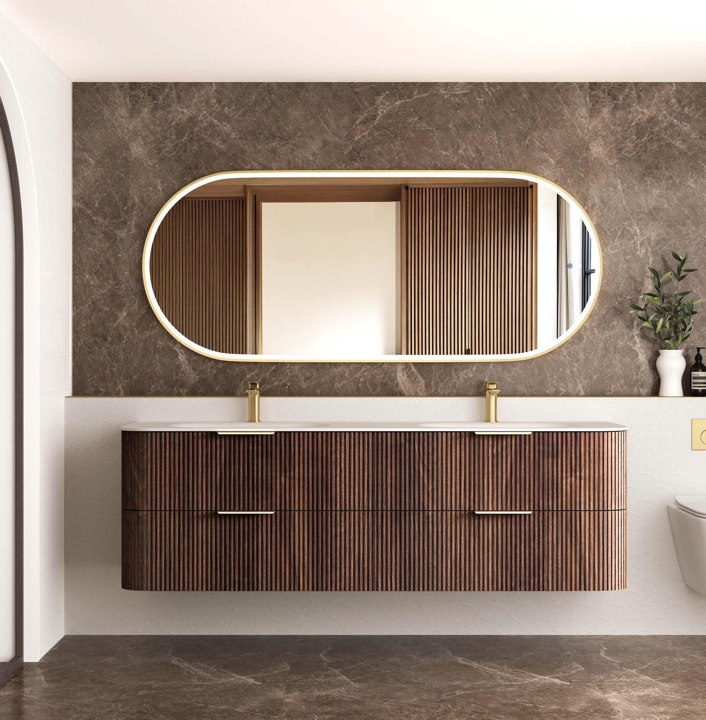 Havana 1800mm Sable Walnut Fluted Cabinet
