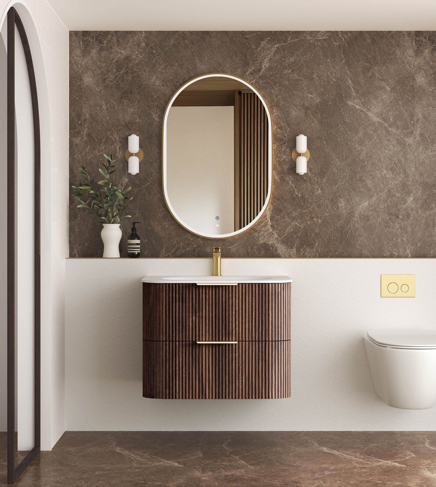 Havana 750mm Sable Walnut Fluted Cabinet