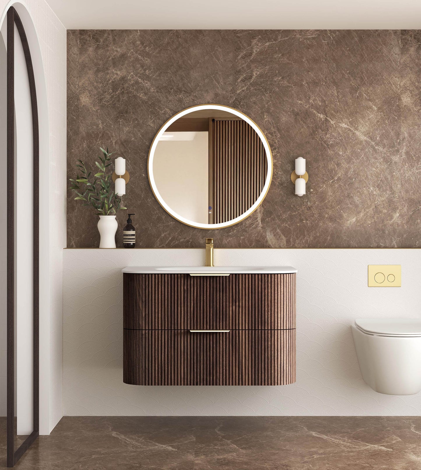 Havana 900mm Sable Walnut Fluted Cabinet