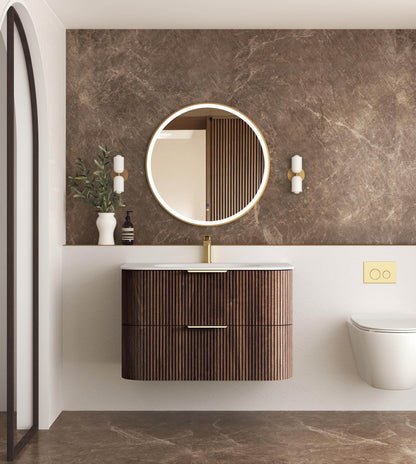 Havana 900mm Sable Walnut Fluted Cabinet