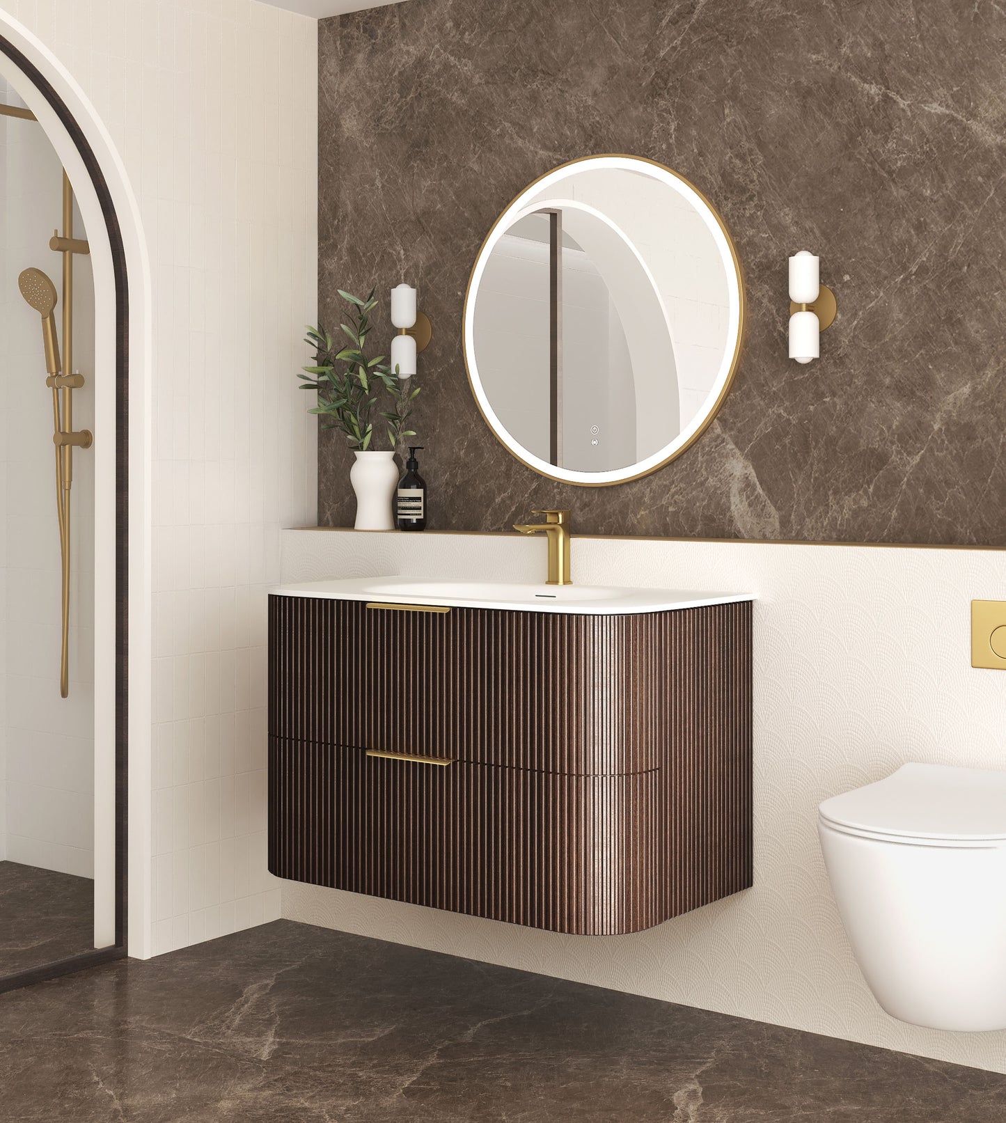 Havana 900mm Sable Walnut Fluted Cabinet
