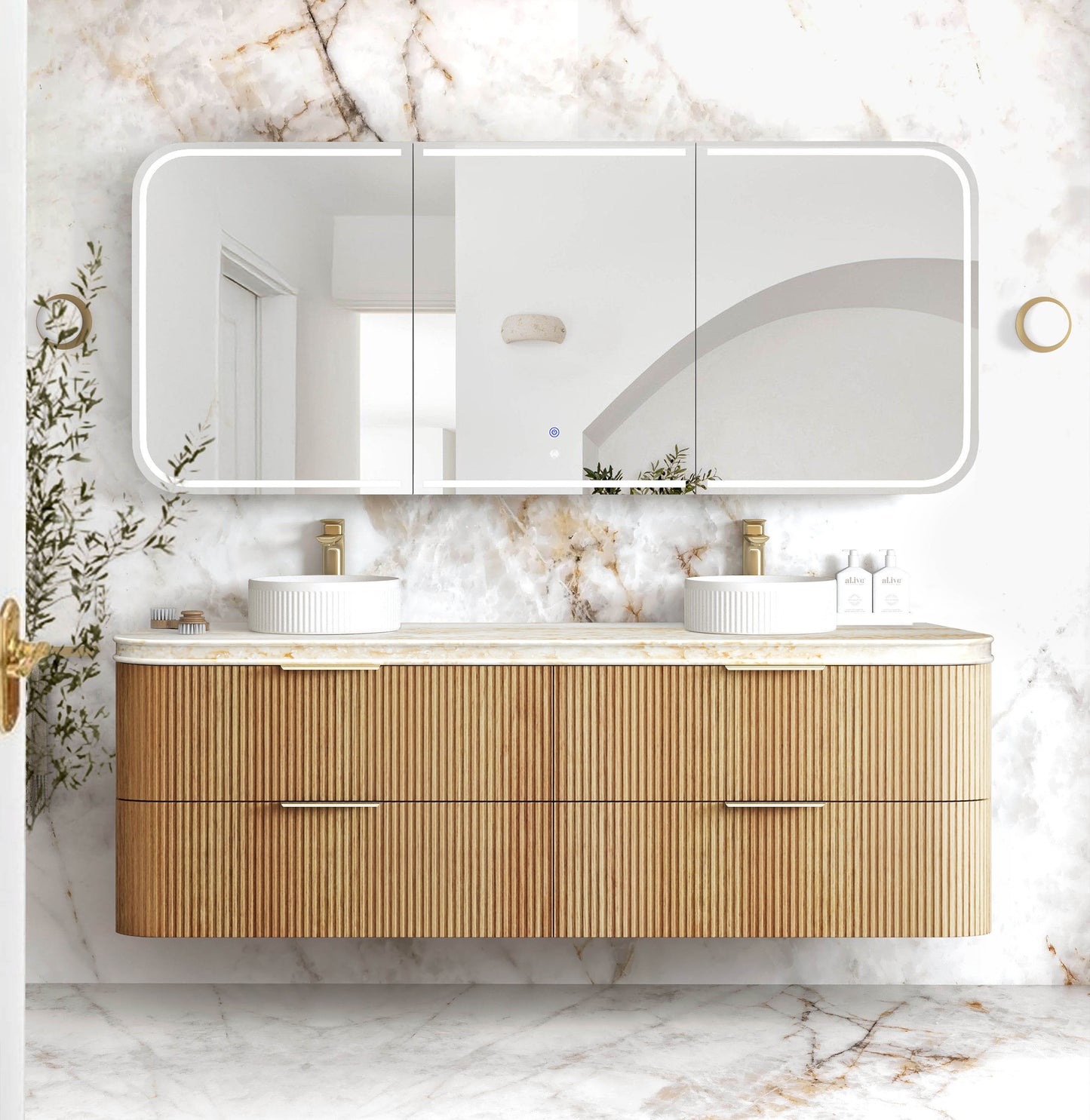 Havana 1800mm Woodland Oak Fluted  Cabinet