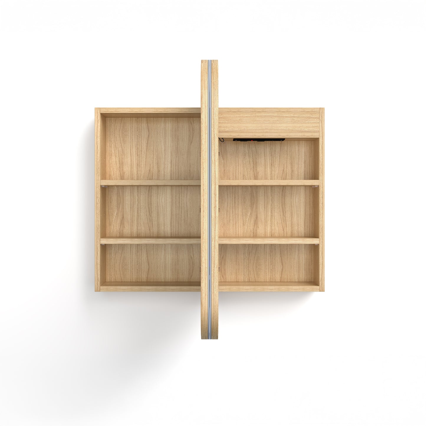 LED Newport 900x750 Woodland Oak Shaving Cabinet - Premium Edition