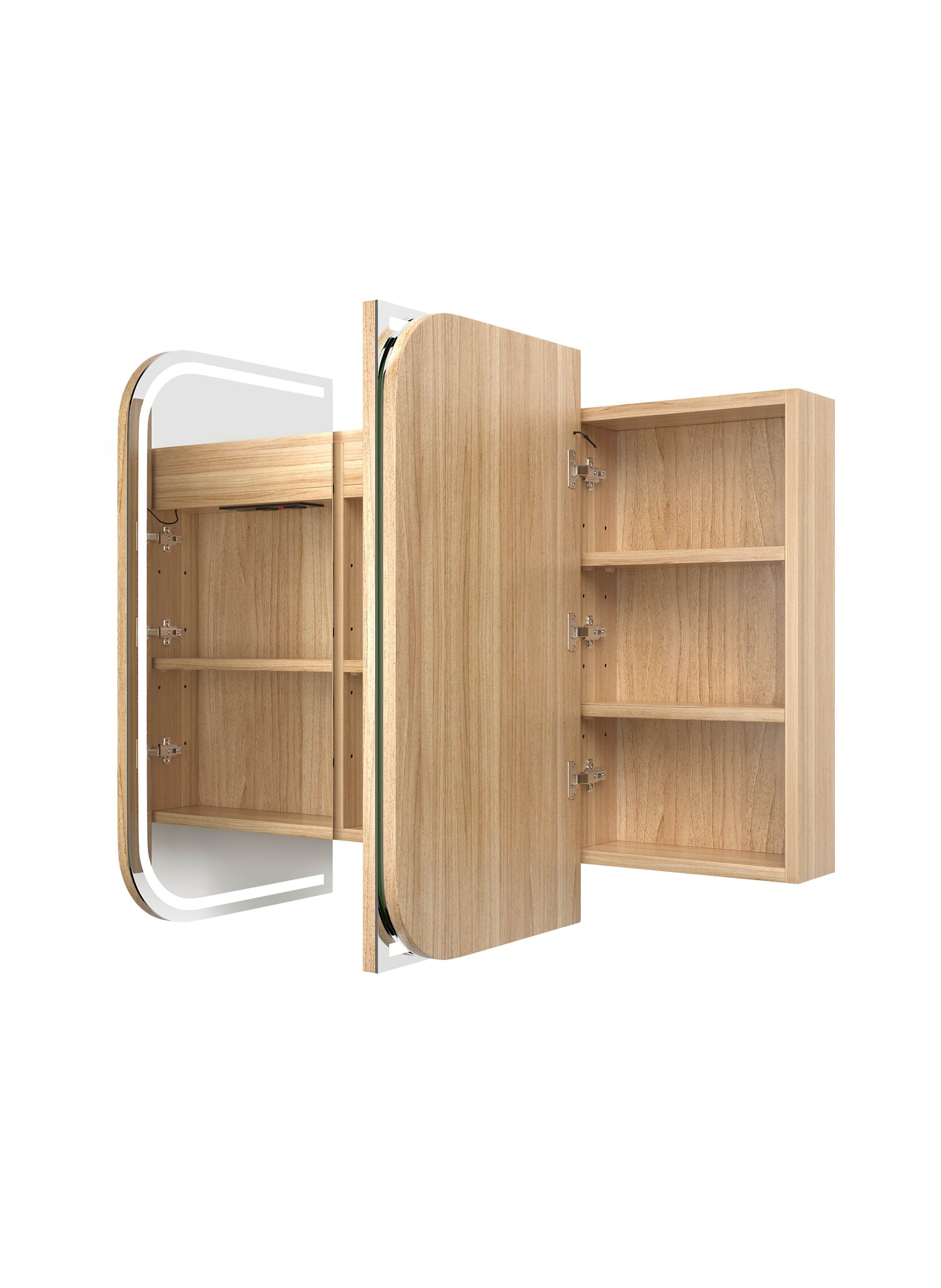 LED Newport 1200x750 Woodland Oak Shaving Cabinet - Premium Edition