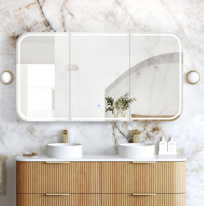 LED Newport 1500x750 Woodland Oak Shaving Cabinet - Premium Edition