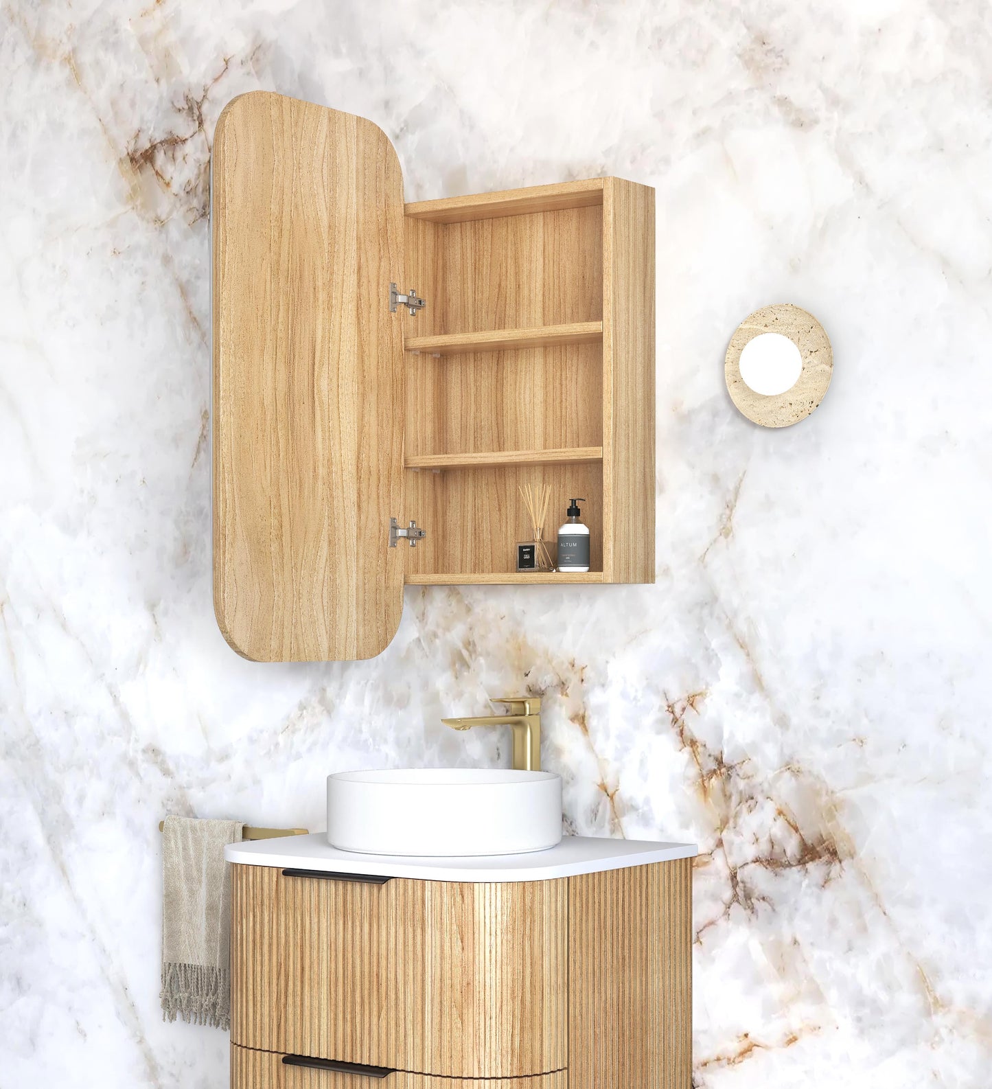 Newport 900x450 Woodland Oak Shaving Cabinet