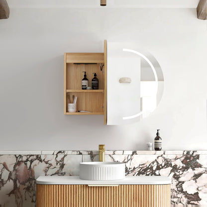LED Bondi 900x600 Woodland Oak Shaving Cabinet - Premium Edition