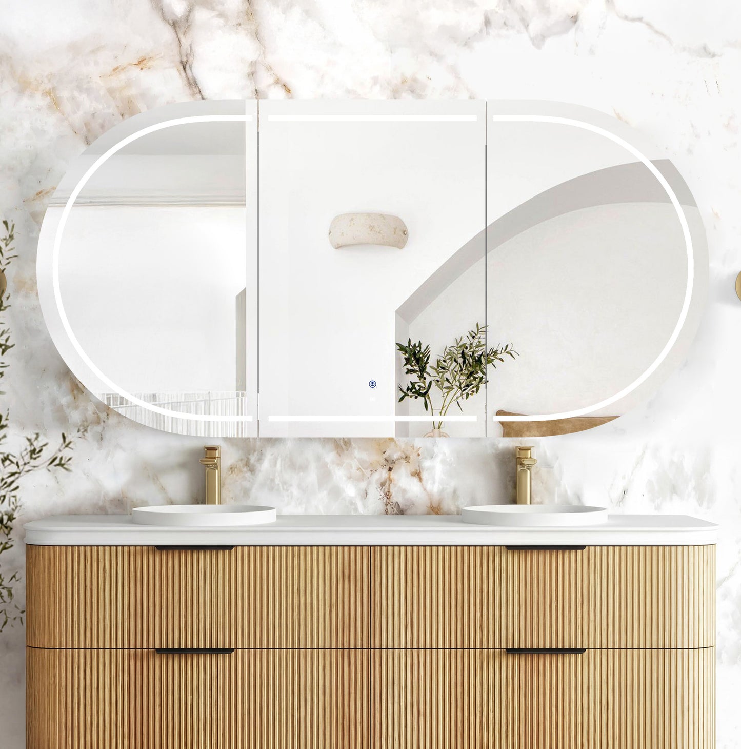 LED Bondi 1800x900 Woodland Oak Shaving Cabinet - Premium Edition