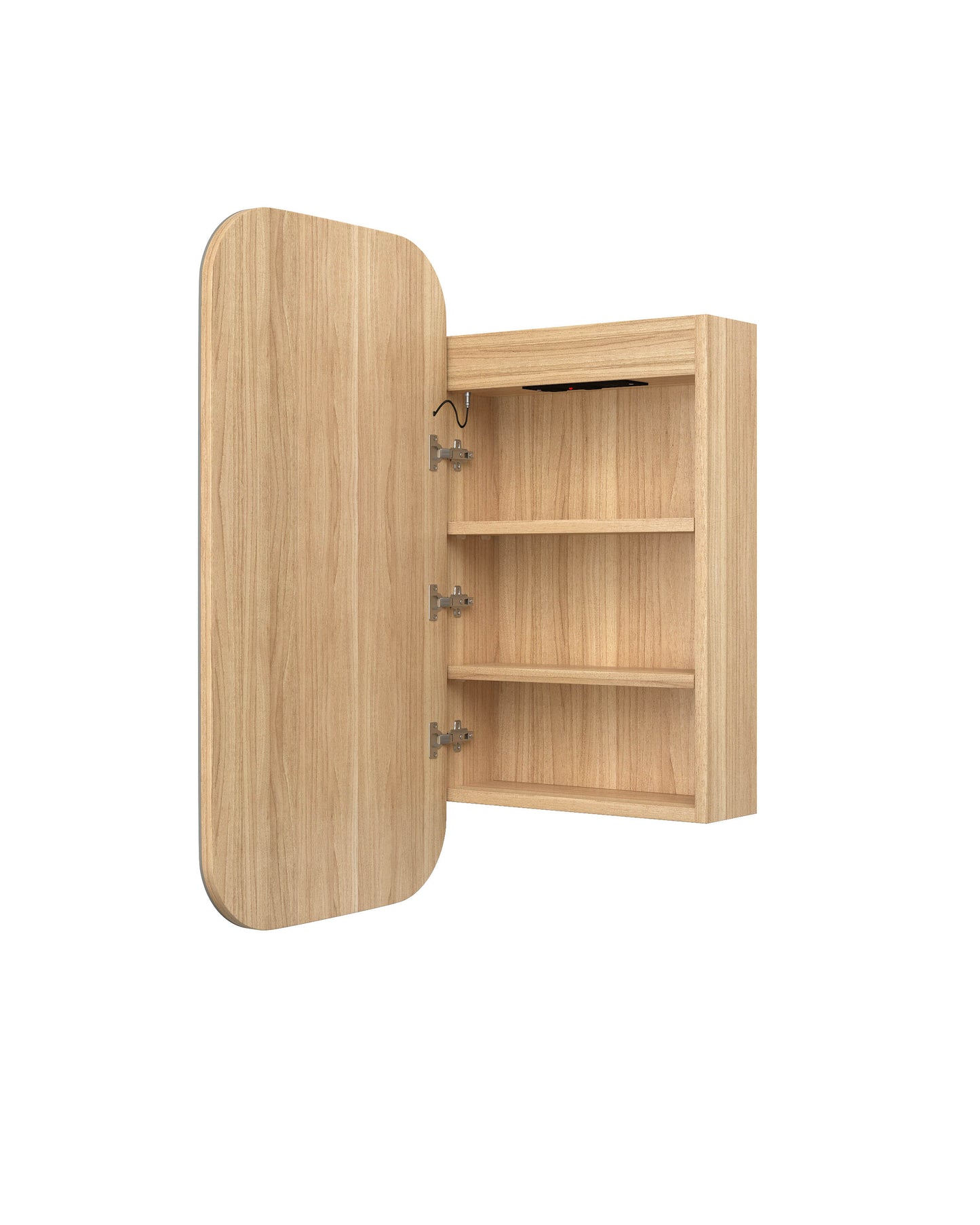 LED Newport 900x450 Woodland Oak Shaving Cabinet - Premium Edition
