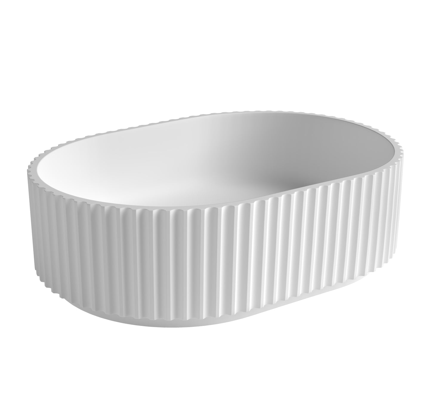 Celine Oval Fluted Solid Surface 480x345x140 Matte White Basin NF