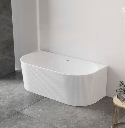 Attica Noosa 1500X750X580 Matte White Back to Wall Multi-fit Bath With Overflow