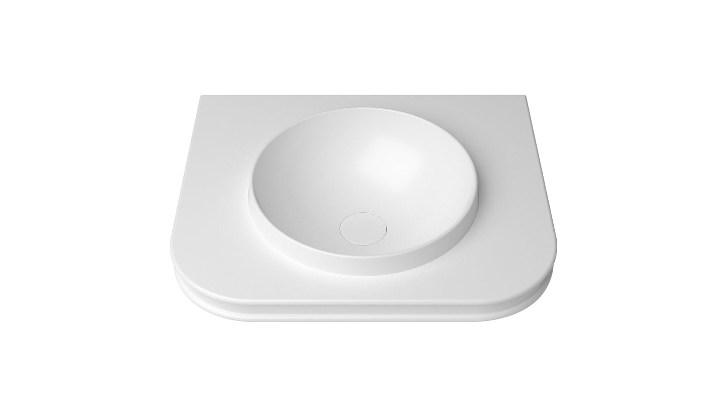 Havana English Edge 600x500x50 Matte White with Round Basin Top