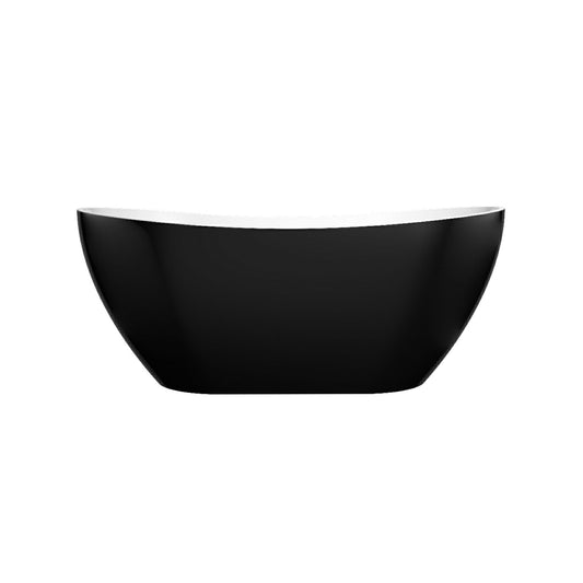 1660mm Freestanding Bathtub - No Overflow - Gloss Black & White