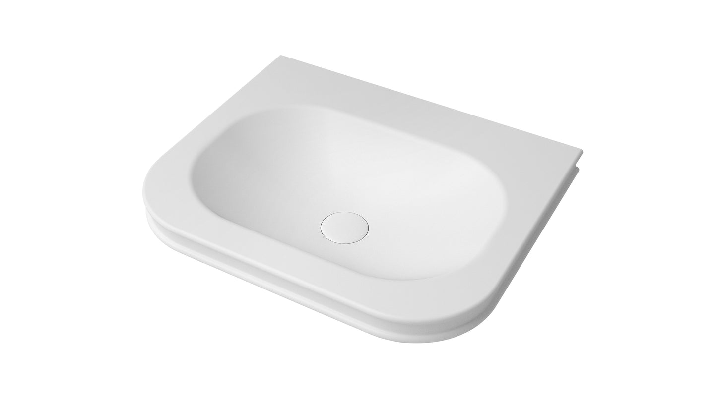 Havana English Edge 600x500x50 Matte White with Soft Square Basin Top