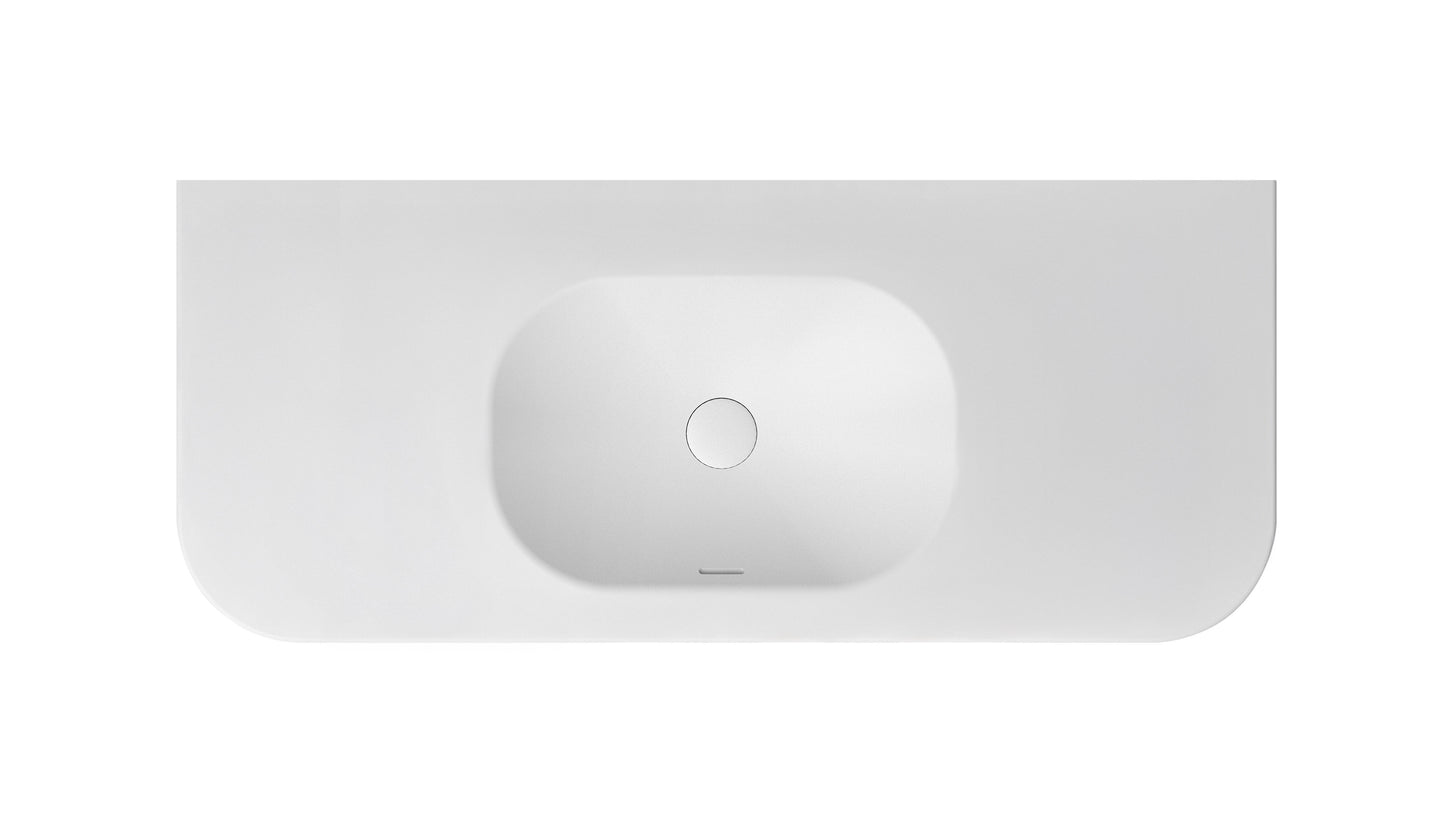 Havana English Edge 1200x500x50  Matte White with Soft Square Basin Top