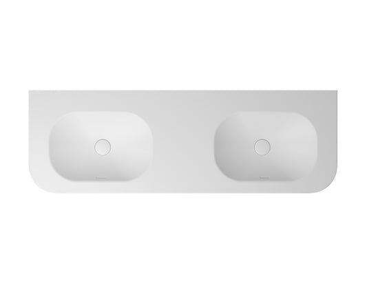 Havana English Edge 1500x500x50 Matte White with Soft Square Basin Top