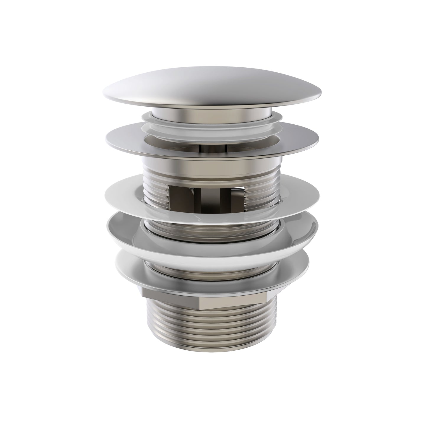 Mushroom Bath Pull Out Popup Waste Overflow Brushed Nickel